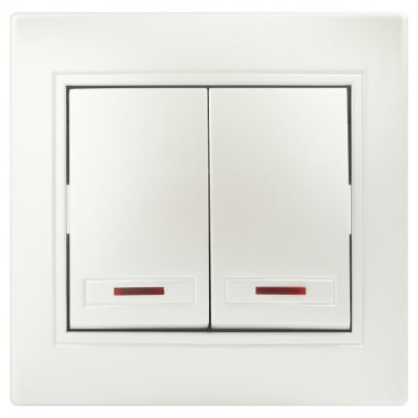 Фотография товара 'Эра Выключатель Intro Plano 1-105-06 двухклавишный с подсветкой, 10А-250В, IP20, СУ, перламутр Б0053782'