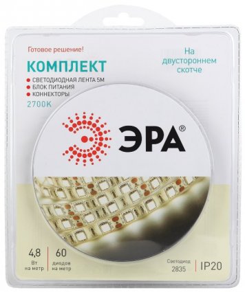 Фотография товара 'Эра Комплект светодиодной ленты 2835kit-4,8-60-12-IP20-2700-5m Б0043062'