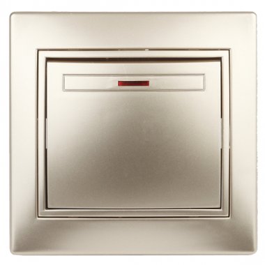 Фотография товара 'Эра Выключатель с подсветкой, 10А-250В, IP20, СУ, Plano, шампань (10/200/2400) Б0030035'