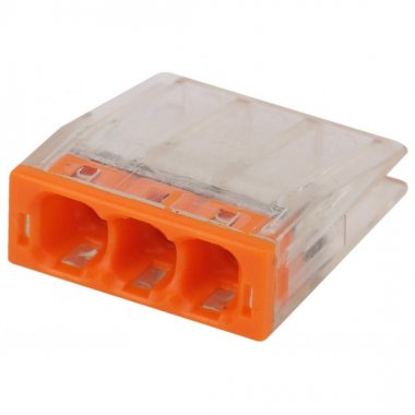 Фотография товара 'Эра NO-224-23 Клемма СМК компактная серии 203, 3 отверстия, 0,5-2,5 мм2 Б0043941'