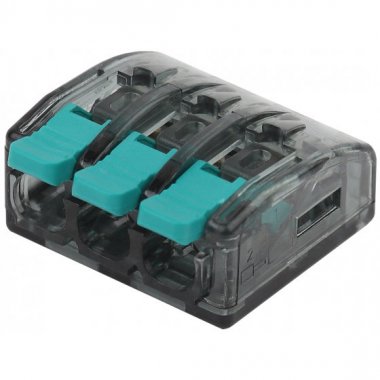 Фотография товара 'Эра Клемма компактная серии 413 с рычагом, 3 отверстия, 0,5-4 мм2 Б0043965'