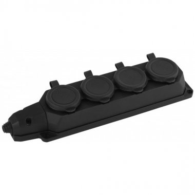 Фотография товара 'Эра Колодка каучуковая с/з 4гн 16A IP44 черная Б0044546'