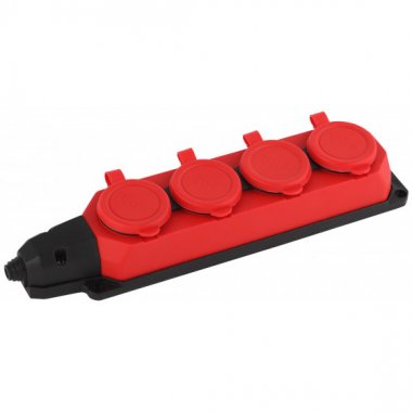 Фотография товара 'Эра Колодка каучуковая с/з 4гн 16A IP44 красная Б0044553'