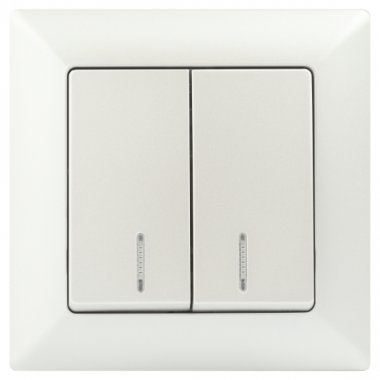 Фотография товара 'Эра Выключатель Intro Solo 4-105-06 двухклавишный с подсветкой, 10А-250В, IP20, СУ, перламутр Б0053598'