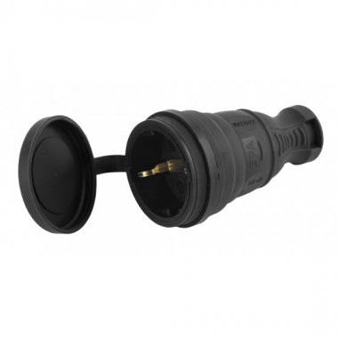 Фотография товара 'Эра Разъём каучуковый c/з прямой 16A IP44 черный Б0044541'