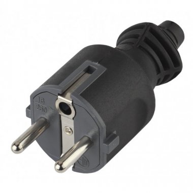 Фотография товара 'Эра Вилка c/з 16A прямой ввод черная (10/200/6000) Б0019189'