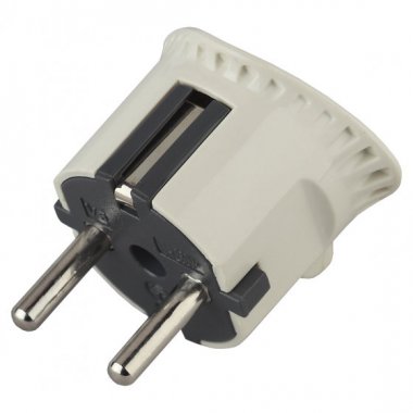 Фотография товара 'Эра Вилка плоская c/з 16A прямой ввод белая (10/200/6000) Б0019192'