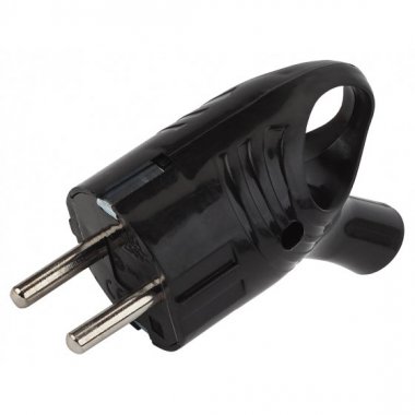 Фотография товара 'Эра Вилка с/з угловая с кольцом 16A черная (24/480/5760) Б0039677'