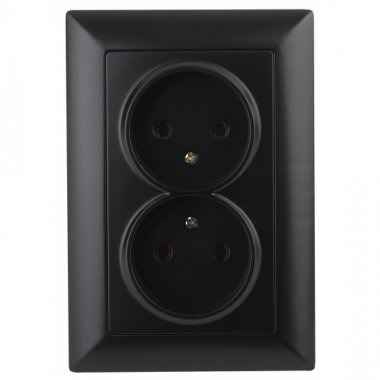 Фотография товара 'Эра Розетка Intro Solo 4-204-05 без заземления двойная 16А-250В, IP20, СУ, антрацит Б0053670'