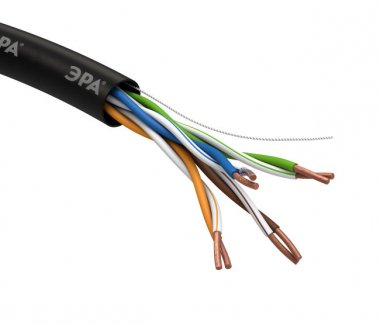 Фотография товара 'Эра Кабель витая пара U/UTP 4x2x24 AWG Cat5e CU PE OUTDOOR 305м Б0044431'