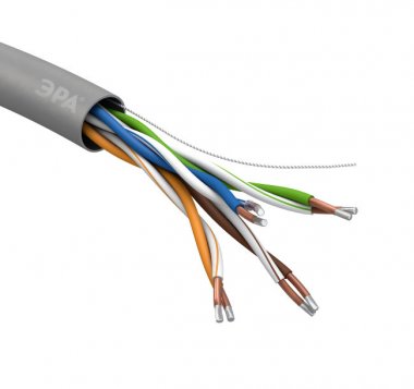 Фотография товара 'Эра Кабель витая пара U/UTP 4x2x24 AWG Cat5e CCA PVC 25 м SIMPLE Б0044437'