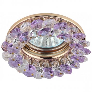 Фотография товара 'Эра Светильник DK16 GD/WH/PU декор круглый с мелкими хрусталиками золото/прозрачный фиолетовый C0043796'
