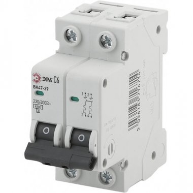Фотография товара 'Эра Автоматический выключатель NO-902-111 ВА47-29 2P 20А кривая C Б0031933'