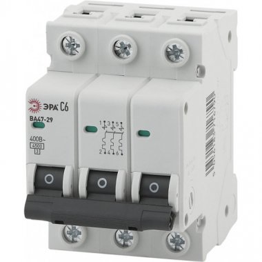 Фотография товара 'Эра Автоматический выключатель NO-902-117 ВА47-29 3P 10А кривая C Б0031939'