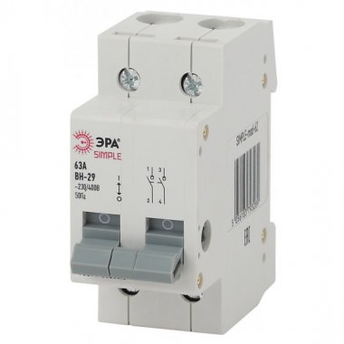 Фотография товара 'Эра Выключатель нагрузки (мини-рубильник) ВН-29 4P 25А SIMPLE-mod-68 Б0039258'