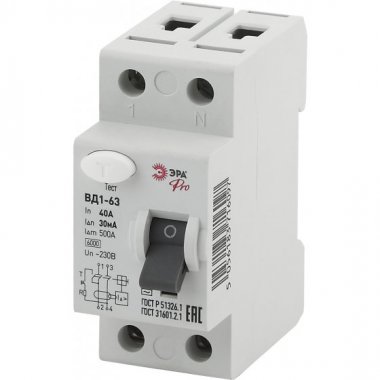 Фотография товара 'Эра УЗО ВД1-63 Электромеханическое 1P+N 40А 100mA NO-902-38 Б0031883'