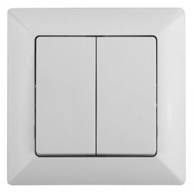 Фотография товара 'Эра Выключатель двойной, 10А-250В, СУ, Solo, белый Б0043284'