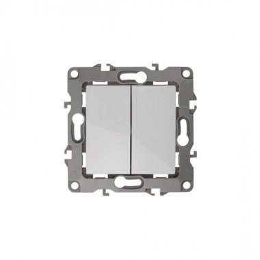 Фотография товара 'Эра Выключатель двойной, 10АХ-250В, без м.лапок, Эра12, белый Б0014651'