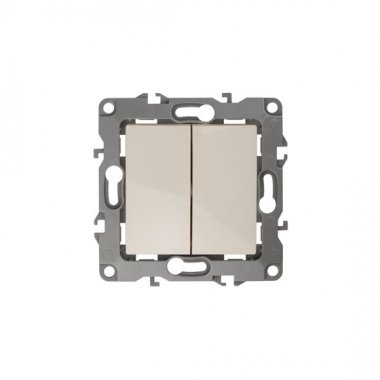 Фотография товара 'Эра Выключатель двойной, 10АХ-250В, без м.лапок, Эра12, слоновая кость Б0014652'