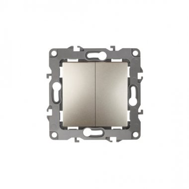 Фотография товара 'Эра Выключатель двойной, 10АХ-250В, без м.лапок, Эра12, шампань Б0014654'