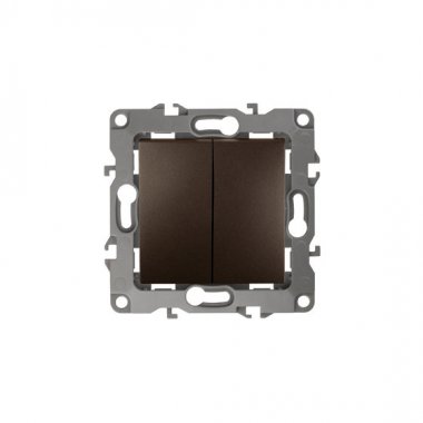 Фотография товара 'Эра Выключатель двойной, 10АХ-250В, без м.лапок, Эра12, бронза Б0019312'