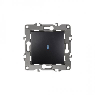 Фотография товара 'Эра Выключатель с подсветкой, 10АХ-250В, Эра12, антрацит Б0014637'