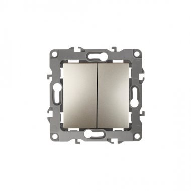 Фотография товара 'Эра Выключатель двойной, 10АХ-250В, Эра12, шампань Б0014648'