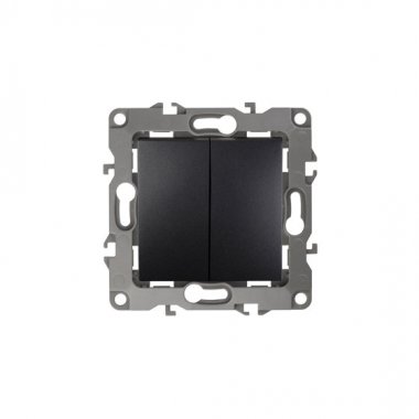 Фотография товара 'Эра Выключатель двойной, 10АХ-250В, Эра12, антрацит Б0014649'