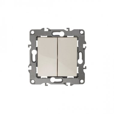 Фотография товара 'Эра Переключатель двойной, 10АХ-250В, Эра12, слоновая кость Б0014664'