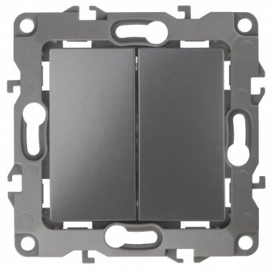 Фотография товара 'Эра Переключатель двойной, 10АХ-250В, Эра12, графит Б0019295'