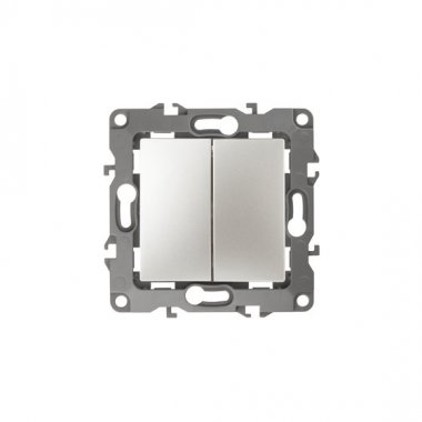 Фотография товара 'Эра Переключатель двойной, 10АХ-250В, Эра12, перламутр Б0019298'