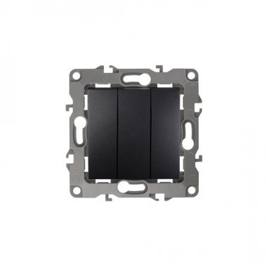 Фотография товара 'Эра Выключатель тройной, 10АХ-250В, Эра12, антрацит Б0014673'