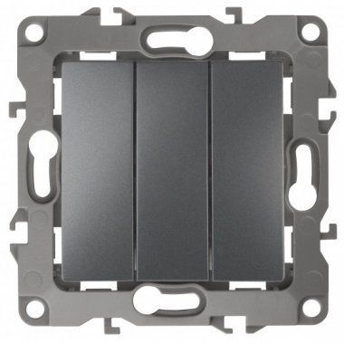 Фотография товара 'Эра Выключатель тройной, 10АХ-250В, Эра12, графит Б0019299'