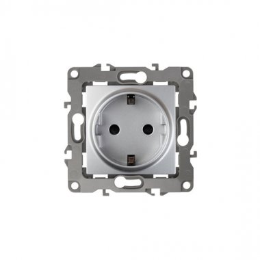 Фотография товара 'Эра Розетка 2P+E Schuko, 16АХ-250В, без м.лапок, Эра12, алюминий Б0014683'