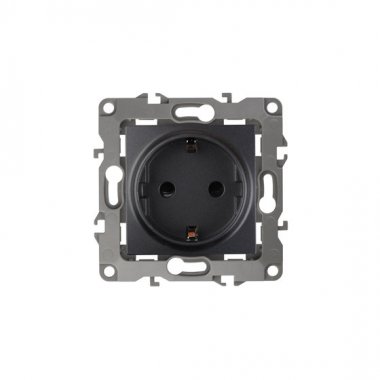 Фотография товара 'Эра Розетка 2P+E Schuko, 16АХ-250В, без м.лапок, Эра12, антрацит Б0014685'
