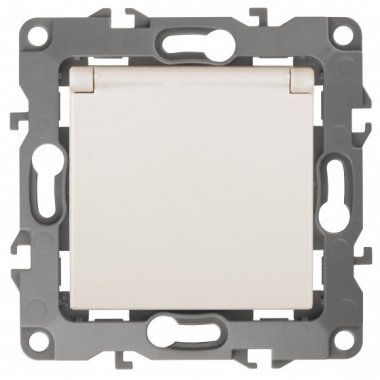 Фотография товара 'Эра Розетка 2P+E Schuko со шторками с крышкой, 16А-250В, б.л., Эра12, слоновая кость Б0038807'