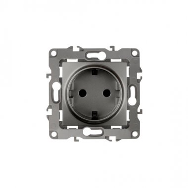 Фотография товара 'Эра Розетка 2P+E Schuko со шторками, 16АХ-250В, Эра12, графит Б0019323'