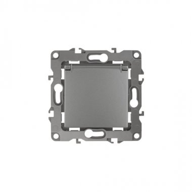 Фотография товара 'Эра Розетка 2P+E Schuko со шторками с крышкой, 16АХ-250В, Эра12, графит Б0019327'