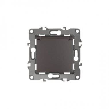 Фотография товара 'Эра Розетка 2P+E Schuko со шторками с крышкой, 16АХ-250В, Эра12, бронза Б0019328'