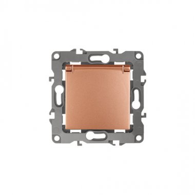 Фотография товара 'Эра Розетка 2P+E Schuko со шторками с крышкой, 16АХ-250В, Эра12, медь Б0019329'