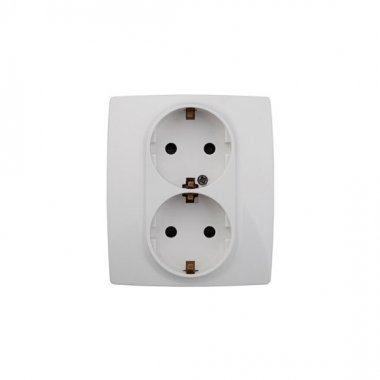 Фотография товара 'Эра Розетка 2X2P+E Schuko со шторками, 16АХ-250В, Эра12, белый Б0014699'