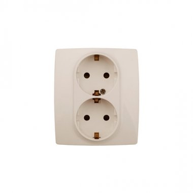 Фотография товара 'Эра Розетка 2X2P+E Schuko со шторками, 16АХ-250В, Эра12, слоновая кость Б0014700'