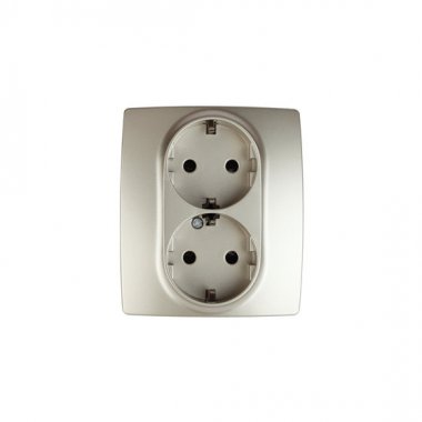 Фотография товара 'Эра Розетка 2X2P+E Schuko со шторками, 16АХ-250В, Эра12, шампань Б0014702'