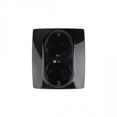 Фотография товара 'Эра Розетка 2X2P+E Schuko со шторками, 16АХ-250В, Эра12, чёрный Б0014704'