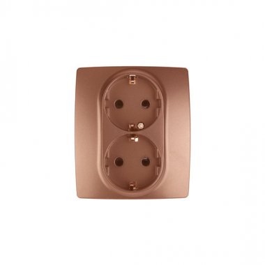 Фотография товара 'Эра Розетка 2X2P+E Schuko со шторками, 16АХ-250В, Эра12, медь Б0019333'