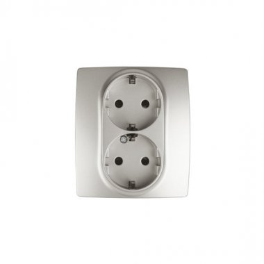 Фотография товара 'Эра Розетка 2X2P+E Schuko со шторками, 16АХ-250В, Эра12, перламутр Б0019334'