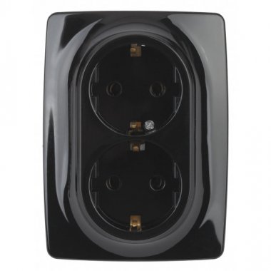 Фотография товара 'Эра Розетка 2X2P+E Schuko, 16АХ-250В, Эра12, чёрный Б0031233'