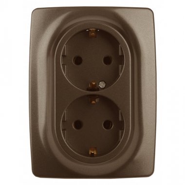 Фотография товара 'Эра Розетка 2X2P+E Schuko, 16АХ-250В, Эра12, бронза Б0031235'