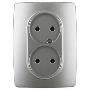 Фотография товара 'Эра Розетка 2X2P, 16АХ-250В, Эра12, алюминий Б0031240'