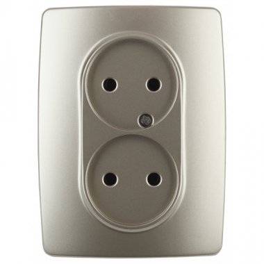 Фотография товара 'Эра Розетка 2X2P, 16АХ-250В, Эра12, шампань Б0031241'